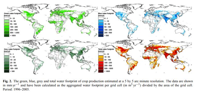 Map water footprint of the world